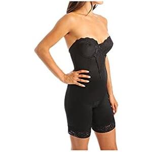 Va Bien Women's 1294 Strapless Low Back Long Leg Bodysuit Size 34D Blac