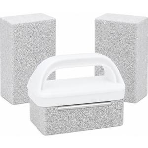 Heavy Duty Grill Cleaning Brick with Handle, Durable Griddle Pumice Stone Cleaning Blocks Removing Stains for Flat Top, Oven, Stove, BBQ Grates, Cookware (3)