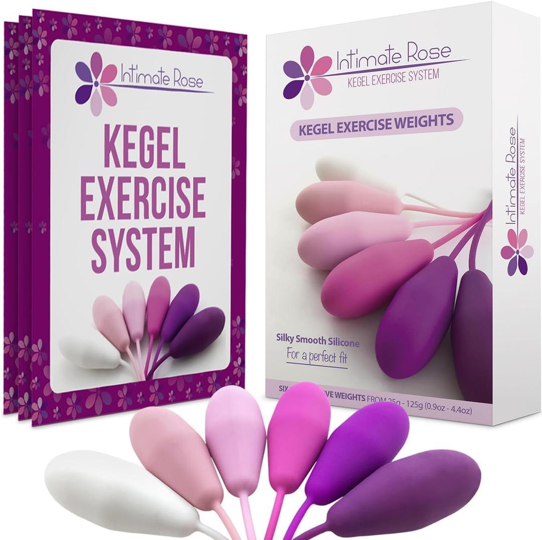 Kegel Exercise System - Pelvic Floor Exercises - Set of 6 Premium Silicone Kegel Exercise Weights & Control with Training Kit for Women: Beginners & Advanced ((Pack of 1) Basic Kegel Set)