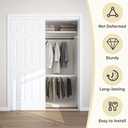 JUBEST Sliding Closet Door 60"(Double 31") x80", 6-Panel Steel Frame Bypass Primed Door with Top & Bottom Track Kits, Preassembled Hardboard Panels with Paintable Surface, Durable & Sturdy