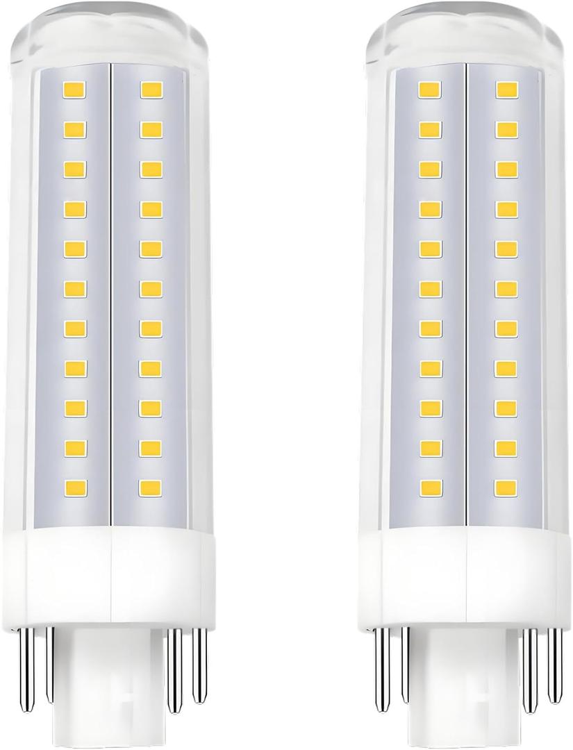 G24Q LED Bypass GX24 4-Pin Base LED Bulb 10W 120V 4000K, Compatible with GX24Q-1/GX24Q-2/GX24Q-3, 18W/23W CFL Replacement for Kitchen Downlight, Natural White, 2-Count (Must Remove Ballast)
