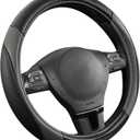 Rubbermaid Steering Wheel Cover – Universal Fit 14.5"–15" Steering Wheel Cover, Anti-Slip Grip, Breathable Leather, All-Season Protection, Interior Upgrade for Cars, Trucks, SUVs - Gray