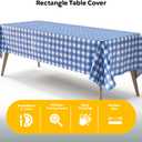 Exquisite Picnic Table Cover - 12 Pack Premium Rectangle Plastic Tablecloth - Blue & White Checkered BBQ Plastic Table Cover - Gingham Checkerboard Disposable Plastic Tablecloth 54" x 108" Rectangle