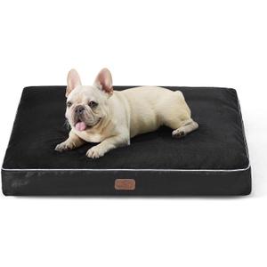 Bedsure Washable Dog Bed Medium Size Dog - 3 Inch Thicken Up to 45lbs Pet Mat Pillows with Removable Washable Cover, Black