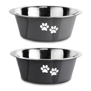 Stainless Steel Dog Bowls, Nonslip Rubber Bottom No Spill Proof Skid Metal Insulated Dog Bowls for Large Medium Small Breed Dogs (Grey, 3.6 Cups/29 OZ)