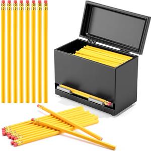 201 Pcs Stainless Steel Pencil Dispenser Kit for Classroom Metal Straw Dispenser with 200 HB Pencils Back to School Supplies Pen Holder for Classroom Desk Teacher Must Haves Office(Black)