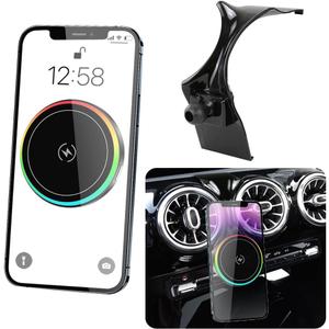 Car Magnetic Phone Mount for Mercedes Benz CLA-Class 2020-2025 CLA250 AMG 35 45 and Benz A-Class 2019-2022 A220 A35 Auto Accessories Best Cellphone Holder Fast 15W Wireless Charger Screen Stand