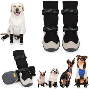 Dog Shoes for Large Small Medium Dogs, Dog Snow Boots Winter, Dog Booties and Paw Protectors to Prevent Licking, Anti-Slip Dog Shoes with Reflective for Hot Pavement,Hardwood Floors, Hiking (Size 2) (Size 2 (For Width 1.6"-1.8"), Thin wool-Black)
