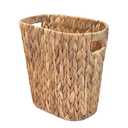 PINXIURY Bathroom Wicker Trash Can Handwoven Wicker Waste Basket with Built-in Handles Water Hyacinth Garbage Can for Bedroom Office Kitchen 100% Handmade 13" L x 7.5" W x 12.2" H, 3.2 Gallon