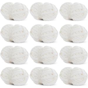 HOMBYS White Chunky Chenille Yarn for Crocheting, Bulky Thick Fluffy Yarn for Knitting,Super Bulky Chunky Yarn for Hand Knitting Blanket, Soft Plush Yarn, 12 Jumbo Pack (27 yds,8 oz Each Skein) (Cream)