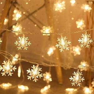 Snowflake String Lights, WFGGEH 10ft 20 LED USB Powered Snowflake Fairy String Lights Warm White for Christmas Birthday Party Home Decoration