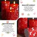 Eywamage Red Christmas Flameless Pillar Candles with Remote, Reindeer Snowflakes Tree LED Battery Candles Holiday Decor Gift Set of 3