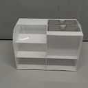 Makeup Organizer with 2 Drawers, Makeup Organizers Countertop for Vanity and Bathroom, Make up organization and Skincare Storage with Brush Holder, for Dresser, Desktop, Cosmetic Display Case (White)