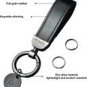 Metal Keychain Car Key Holder with 2 Key Rings Leather Key Pendant for Men & Women (Black)