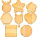 8Pcs Mosaic Bamboo Coasters, Assorted Shapes Wooden Coasters, Drinking Cup Coaster, Blank Base Trays, Art Plate, DIY Supplies Handmade Home Decor Gift