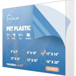(10 Pack) PET Sheet Panels - 11" x 14" x 0.04" Clear Acrylic Sheet-Quality Shatterproof, Lightweight, and Affordable Glass Alternative Perfect for Poster Frames, Counter Barriers, and Pet Barriers