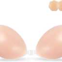 Niidor Adhesive Bra Invisible Strapless Backless Silicone with Nipple Covers Cup B Pink
