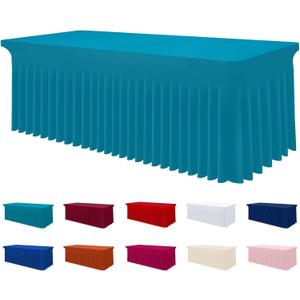 Smiry Spandex Tablecloth, Elastic Fitted Stretch Tablecloth for 6FT Rectangle Tables, Waterproof Washable Table Cover Skirt for Outdoor, Wedding, Banquet & Parties (Turquoise, 72Lx30Wx30H Inch)