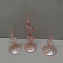 Mumufy 3 Pcs Valentine's Day Glass Candlestick Holders Heart Glass Taper Candle Holder Valentines Heart Candle Stick Vase Decor for Galentine's Day Wedding Festival Party Table Centerpiece(Pink)