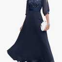 Wedtrend Women's Sequin Dresses Sparkly Glitter Dress Split Sleeves Formal Dresses Maxi Evening Dress Size M