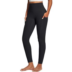 IUGA Compression Leggings for Women Tummy Control No Front Seam Leggings with Pockets High Waisted Workout Yoga Pants (Black, M)