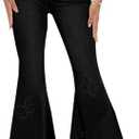 Women's Butterfly Bell Bottom Jeans Elastic High Waisted Embroidered Classic Flareed Jeans Raw Hem Denim Pants with Pocket  XL