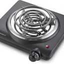 Elite Gourmet ESB100B Countertop Single Coiled Burner Electric Hot Plate, Temperature Control, Indicator Light, Easy to Clean, Black