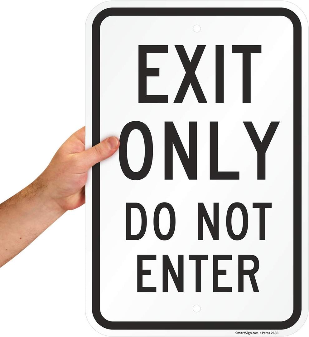 SmartSign - K-6612-AL-12x18 "Exit Only - Do Not Enter" Sign | 12" x 18" Aluminum Black on White
