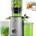 Cold Press Juicer, ECOSELF Juicer Machines with Large Feed Chute Fit Whole Fruits & Vegetables, Self Feeding for Juice Extractor Machine, Easy to Clean and Assemble, High Juice Yield (Light Gray)