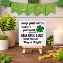 2 x St Patricks Day Decoration - Happy Saint Patricks Day Accessories Decor, Ceramic Irish Blessing Table Desk Sign, Green Lucky Shamrock Home Office Spring Tiered Tray Decor Centerpiece