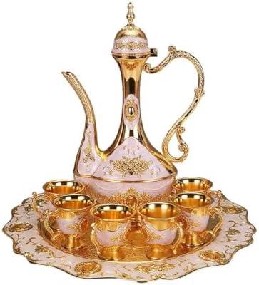 SEEK RARE Large Vintage Turkish Tea Set Coffee Service Set Teapot Sets for Adults Home Party Decor Golden White