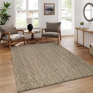 LEEVAN Washable Kitchen Rug 5' x 8', Natural Bathroom Rug, Reversible Living Room Rugs, Farmhouse Low Profile Bedroom Rugs, Modern Nursery Carpet for Foyer Laundry/Proch Decor