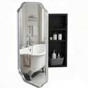 Silver Metal Medicine Cabinet French Design | Bathroom Mirror with Storage, Recessed or Surface Mounted, 2 Adjustable Metal Shelves (Brushed Silver, 20x30)