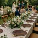 JEVERGN 40 Pack Farmhouse Charger Plates Bulk, 13'' Faux Wood Chargers for Dinner Plates, Brown Plate Chargers Set of 40, Round Plastic Charger for Wedding, Party Event, Dinner, Table Setting