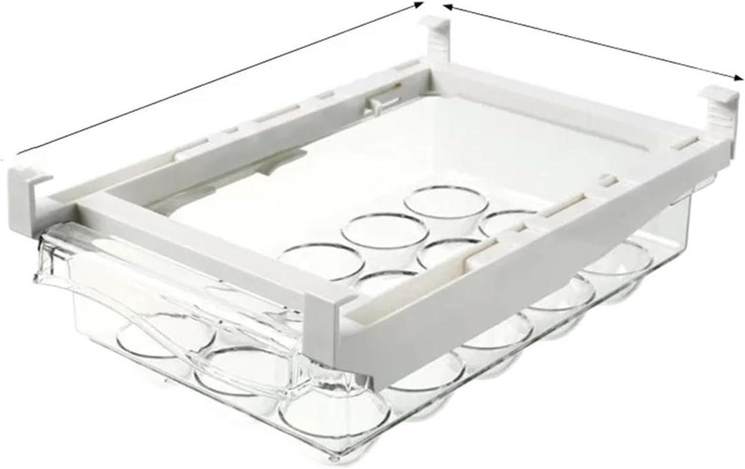 Egg Tray  Refrigerator Egg Organizer, Clear Plastic | Keep Eggs Secure & Visible in Your Fridge  Transparent Drawer-Style Storage Bin Saves Space, Protects Eggs, and Makes Kitchen Organization Easy