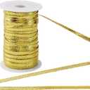 GORGECRAFT 109 Yards Gota Patti Trim Rolls 1/4" Metallic Lace Trim Ribbon Decorative Embroidery Edge Trimming with Plastic Spool for Clothes Sewing Saree Dupatta Dresses Embellishment Light Khaki