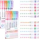 12 Pcs Magic Border Pens,Stamp Markers Pens,Different Line colored curve pens for Drawing Note Taking, Journaling Handwriting, Tip Roll Drawing Decorative Lines