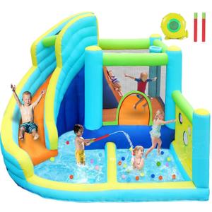 FBSPORT Inflatable Bounce House Water Slide Park, Bouncy Castle with Blower for Indoor & Outdoor, Jumping Castle with Slide, Climbing Wall, Basketball