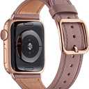 MNBVCXZ Leather Bands Compatible with Apple Watch Band Women, Womens Genuine Replacement Strap for iWatch Series 11 10 9 8 7 6 5 4 3 2 1 SE 3 SE 2 SE, Size: 44mm 45mm 46mm 49mm, Lavender/Rose Gold