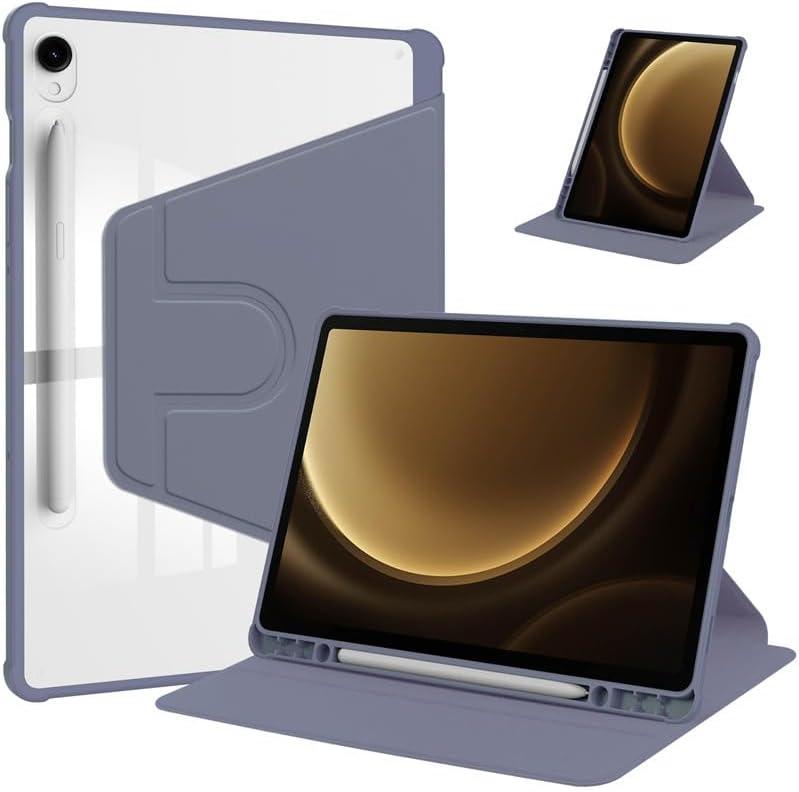 Rotating Case for Samsung Galaxy Tab S8 11 Inch SM-X700/X706/S7 11" SM-T870/T875/T878,360 Degree Rotation Protective Stand Smart Tablet Slim Hard Shell Cover Clear Back,Auto Wake/Sleep (Lavender)