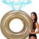 Pool Floats, Inflatable Diamond Ring Pool Float for Bachelorette Party, Engagement Ring Floatie for Beach Party & Tubes Pool Toys Float for Adults (Gold)