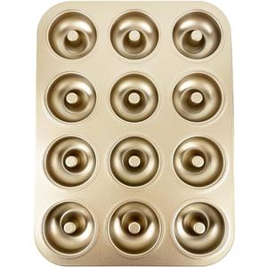 12 Cavity Donut Baking Pans Nonstick Donut Pan Carbon Steel Ring Donut Baking Tins Doughnut Pans Donut Molds Baking Pan (Round Donut Pattern)