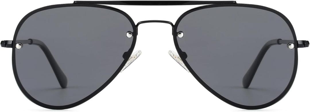 Retro Polarized Aviator Sunglasses Womens Mens Trendy 2026, Vintage Rimless Pilot Sun Glasses UV Protection VF2224