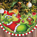 Christmas Tree Skirt - Soft and Funny Farmhouse Christmas Tree Collar with Red & Green Trim Decor Xmas Holiday Decoration