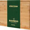 Kikcoin 24”×18” Bamboo Cutting Boards for Kitchen, Wooden Healthy Cutting Boards for Charcuterie, Vegetables, Cheese, Bread, Extra Large Chopping Boards with Deep Juice Groove and Handle, Natural