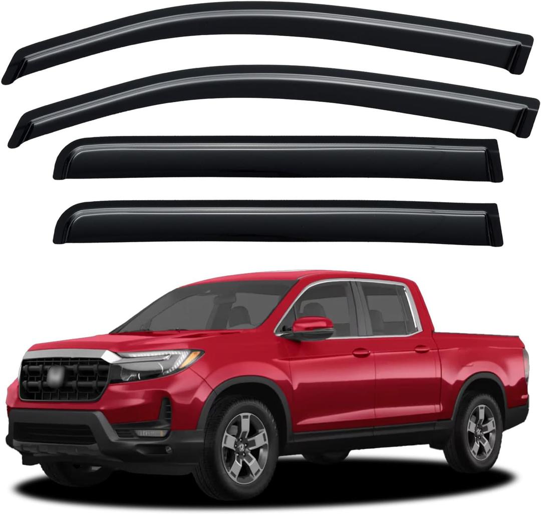 Window Visors Rain Guards for 2017-2026 Honda Ridgeline, Out-Channel Window Vent Wind Deflectors Visors Shades for 17-26 Honda Ridgeline