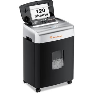 Bonsaii Paper Shredder for Office, 120-Sheet Autofeed Heavy Duty Shredder for Home Office Use, 30 Minutes/Micro Cut/P-4 High Security Level/6 Gallon Large Bin