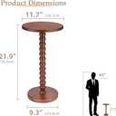 Solid Wood Round Side Table, Rustic Pedestal Drink Table for Small Spaces, Accent Nightstand Table for Living Room, Bedroom, Corners, and Office, Brown, 11.7"L x 21.9"H