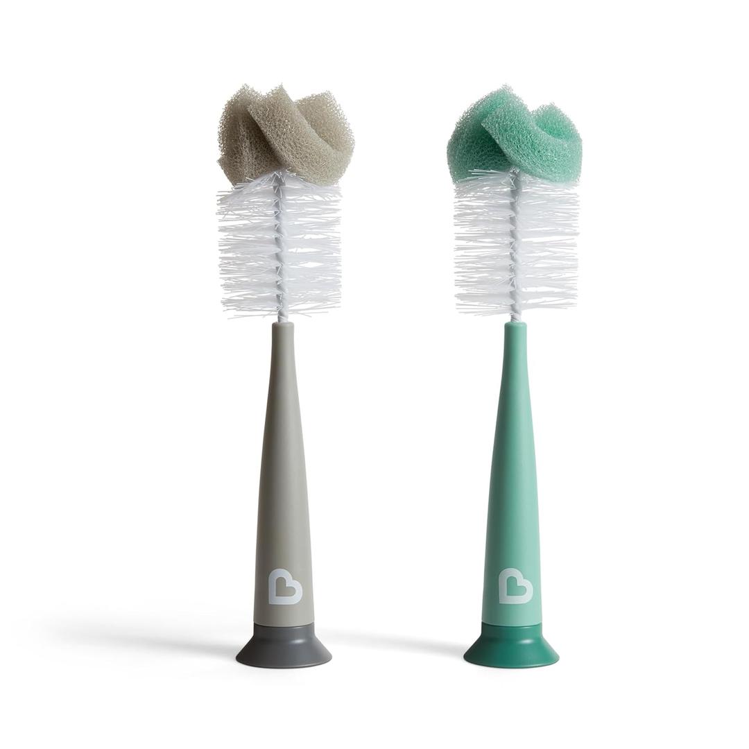 Munchkin Sponge Bottle Brush, Grey/Sage, 2 Count (Pack of 1)