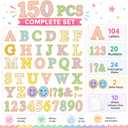 150 Pcs 12 in Extra Large Pastel Bulletin Board Letter Big Back to School Alphabet Letters Stickers with Adhesive Dot Colorful Poster Wall Decal Classroom School Decor Teacher Education Learning Tool